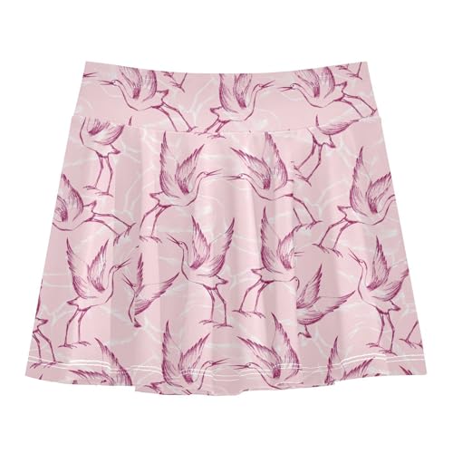 Girls Skorts High Waist Athletic Skirts with Shorts Crane Pink Stretchy Teens Performance Tennis
