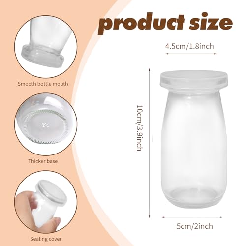 14 Pack 3.38 oz Small Glass Milk Bottle with Lids Reusable Drinking Bottle Clear Mini Glass Bottles Juice Glass Container Bottle Shake Glass Bottles for Drinking Water Juice Honey Supplies