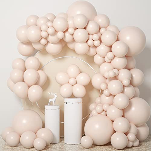 Image of Double Stuffed Blush Balloons Cream Balloon Different Sizes 18 12 10 5inch Nude Balloon Garland Arch Pastel Pale Pink Peach Beige Latex Balloons for Birthday Decoration Wedding Bridal Bachelorette