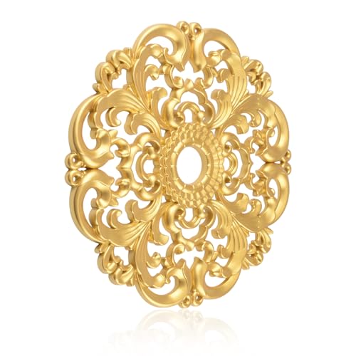Image of INCREWAY 11.6 Inches Golden Ceiling Light Base PS Plastic European Style with Hollowed Style, Patterned Carved Round Plate, Suitable for Installing Pendant Lamps in Rooms