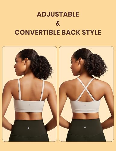 Image of CRZ YOGA Butterluxe Thin Strap Sports Bra | Light Support, Removable Pads, Yoga, Extremely Soft, Square Neck, Adjustable Back, for Women