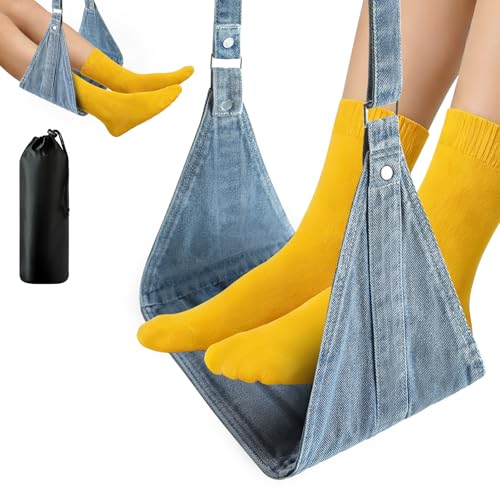 Airplane Foot Hammock, No Collapse Foot Rest for Plane Travel with Extended Adjustment Strap,...