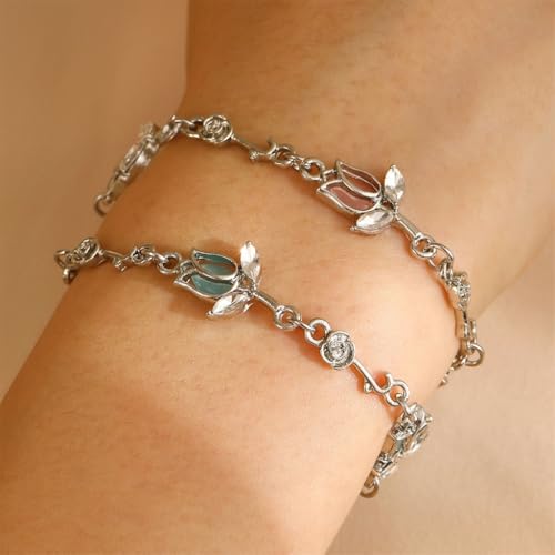 Adjustable Alloy Flower Flower Bracelet Versatile Flower Crystal Embellished Bracelet Charm for Weddings and Dates4
