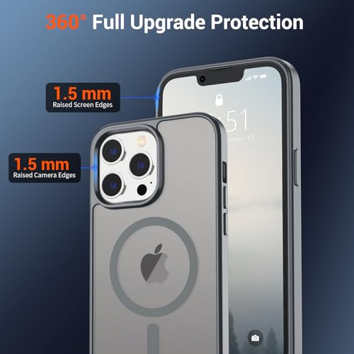 Image of SUPFINE Magnetic for iPhone 13 Pro Case (Compatible with MagSafe) (Military Grade Drop Protection) Slim Translucent Matte Shockproof with Anti-Fingerprint Phone Case,Gray