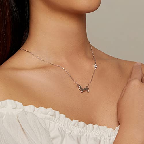 MUNDELL 925 Sterling Silver Cute Dachshund Pendant Necklaces Cat Animal Necklaces for Women Fine Jewelry4