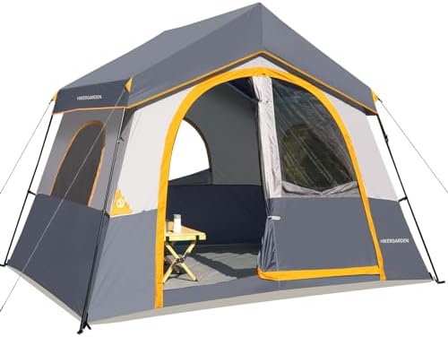 HIKERGARDEN 6-8 Person Camping Tent - Portable Family Cabin Tent ...