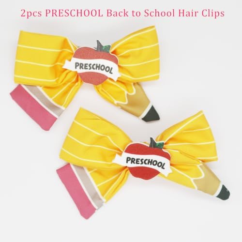 PRE K Preschool Back to School Supplies, 1st Day of Preschool PRE-K School Hair Clips for Girls, Pencil Hair Clips Cute Yellow Hair Bows Hair Accessories for Girls First Day of School Gifts- 2Pcs — 사진 3