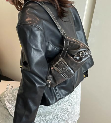 Women's Y2k Purse Top Handle Shoulder Bag Buckle Punk Hobo Clutch Small Purses Trendy3