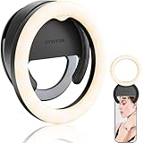 VYVIYON 自撮りライトクリップ式 10cm 小型 携帯リングライト 3色モード5段階調光 180度回転可能 iphone用スマホライト USB充電式 スマホ/タブレット取り付け 料理写真 化粧 Youtubeビデオ Vlog カメラ撮影 明るい