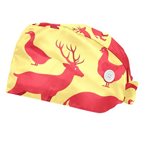 Chapeaux bouffants 2PCS pour stopper la transpiration au travail casquettes animaux ajustables