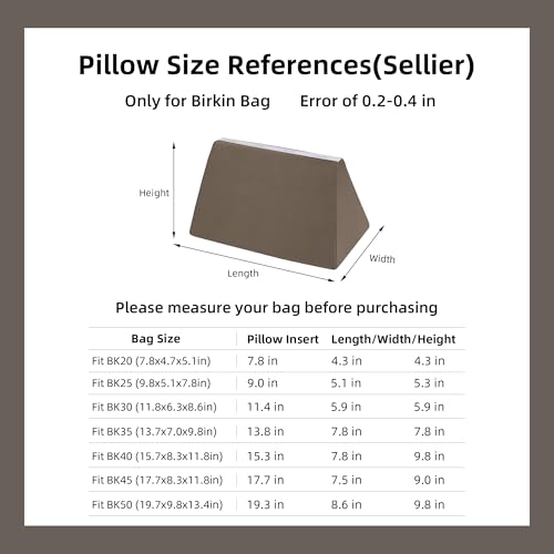 Image of DGAZ Purse Pillow Shaper Insert,Luxury Handbag Tote Shapers, Memory Foam- Fits Birkin 20 /25 /30 /35 /40 /45 /50 Bag(Etoupe Grey,BK25 Sellier)