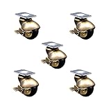 2 Inch Swivel Ball Caster Wheels for Furniture-Windsor Antique Brass Hooded Casters with Top Plate and Brake-Casters for Coffee Tables and Ottomans-300lbs. Total Capacity-Set of 4-Service Caster Brand