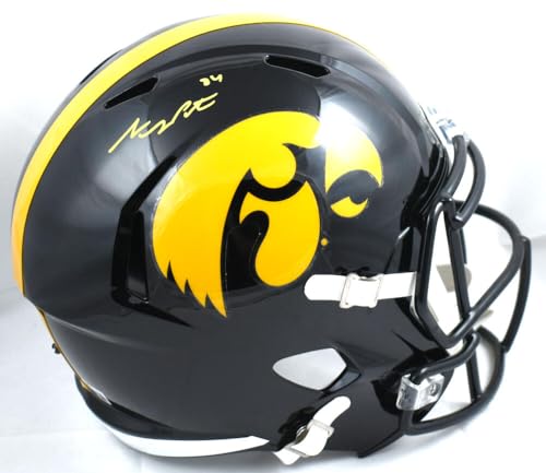 Sam LaPorta Autographed Hawkeyes F/S Speed Helmet- Beckett W Hologram Yellow