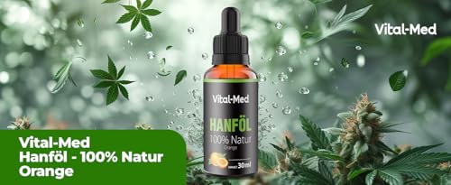 Extra starkes und hochdosiertes Hanföl mit 30ML (750 Tropfen) - Premium Vital Hanfsamenöl - 100% Natur - Hanftropfen mit Omega 3-6-9 (30ML, Orange)