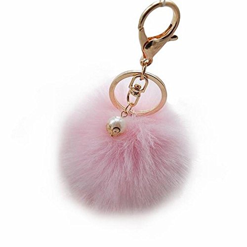 Preisvergleich Produktbild Zolimx Kaninchenfell Kugel Schlüsselbund Plüsch Auto Keychain Schlüsselanhänger (Rosa)