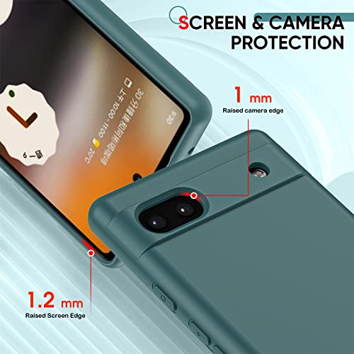 Coque Pixel 6A LeYi en silicone vert avec 2 verres trempés