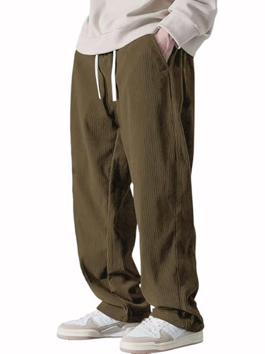 Image of Pinkmint Men's Stretchable Ribbed Track Pants | Poly Lycra Relaxed Fit Trousers | Elastic Waist Drawstring Joggers | Casual, Gym, Lounge Wear for Men