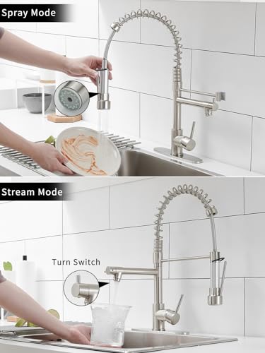 Image of AIMADI Faucet for Kitchen Sink,Commercial Single Handle Single Hole | Pull Down Kitchen Faucet with Deck Plate llaves para fregaderos de cocina