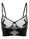 TiaoBug Damen Wetlook BH Ouvert Fishnet Schale Bra mit Einstellbare Spaghettiträgern Lack Leder Bikinioberteil Push Up Unterwäsche Crop Top Clubwear Schwarz XXL