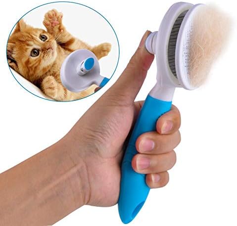 ShipeeKin Effective Grooming Dog / Cat Brush, Detangling Comb for Dogs and Long-haired Cat with Cleaning Button against Knotted Hair, Self Cleaning Brush for Pets with Medium and Long Hair