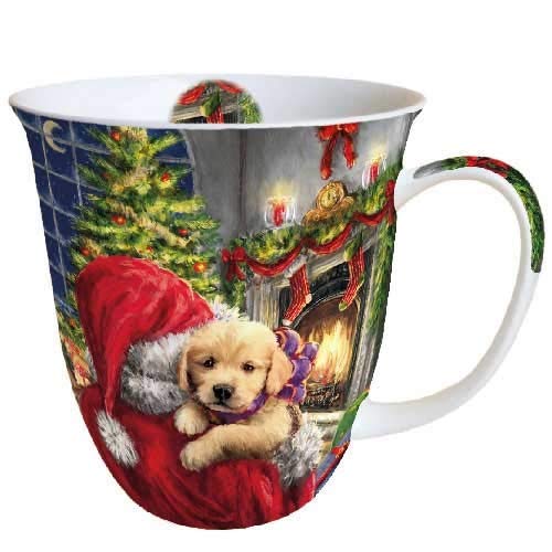 Ambiente Fine Bone China Christmas Mug Puppy At The Fire Mug 0 4 Litre