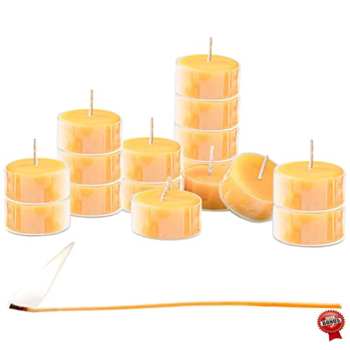 Beeswax Tea Light Candles - 100% Pure Natural Refined With Chemical Free Cotton Beeswax Wickbonus Get A Free Dripless Beeswax Lighter Wick Made In Usa #TOP7
