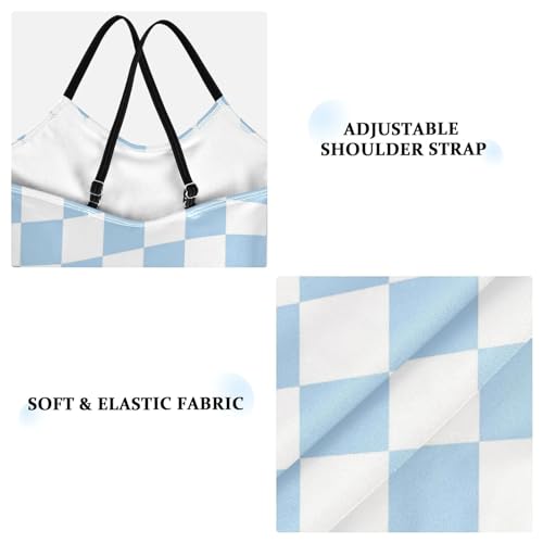 Twisted Checkered Girls One Piece Swimsuits Colorful Retro Checkerboard Sport Halter Swimwear Beach Bathing Suit 4T3