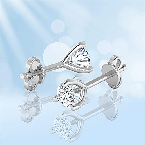 Lords Jewels Certified 100% Natural Round Diamond Stud Earrings for Women In 9K White Gold