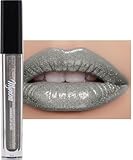 Mynena Silver Grey Shimmer Lip Gloss Non-Sticky Filled with Iridescent Sparkles | Lightweight Lip Topper | Paraben-Free | Demi-Sheer Lipgloss from Cosplay to Everyday Glam | Steel