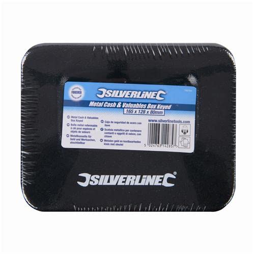 Silverline 795764 Metallkassette für Geld und Wertsachen, abschließbar, Black