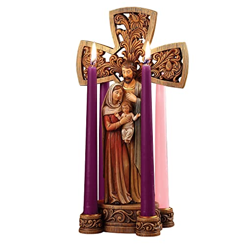 Avalon Gallery Sculpted Resin Advent And Christmas Candle Holder, 1-Piece, Holy Family Cross #TOP1
