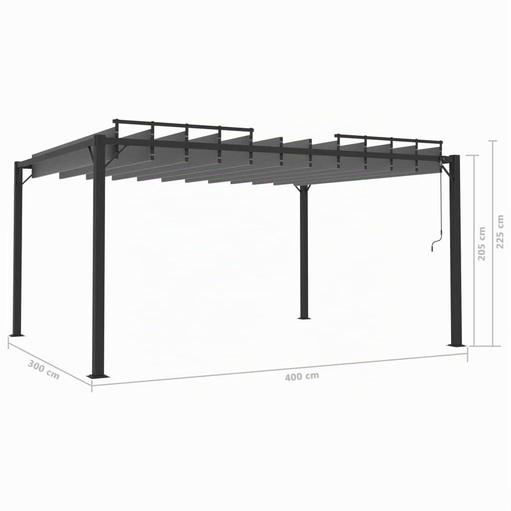 vidaXL Pavillon mit Lamellendach Pergola Sonnenschutz Gartenzelt Sonnendach Gartenpavillon Terrassendach Überdachung 3x4m Anthrazit Stoff Aluminium