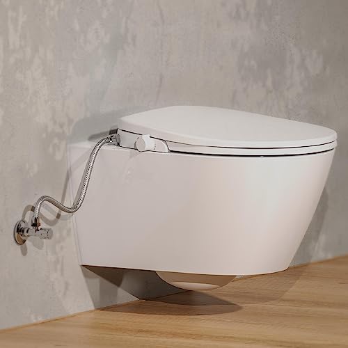 EISL Dusch WC-Sitz Aufsatz (kein Stromanschluss für die Dusch Funktion benötigt), Toilettensitz mit Bidet Einsatz, Po Dusche & Absenkautomatik (inkl. Anschlussset), Weiß
