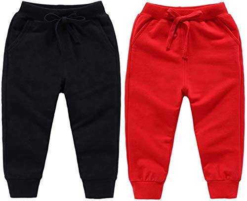 HAXICO Unisex Kids Solid Cotton Winter Pants with Elastic Waistband - Perfect for Toddler and Baby Activewear Sweatpants