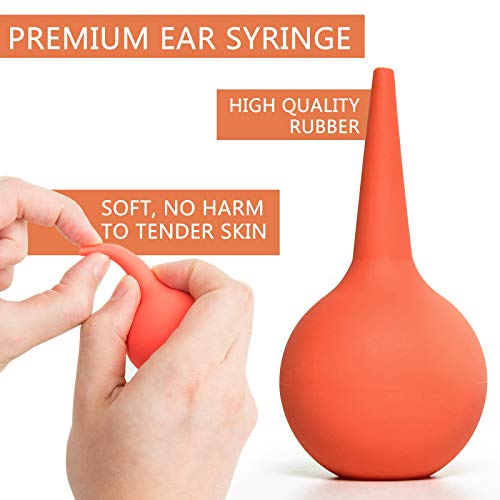 Timoo Ear Syringe 2 Ounce Hand Bulb Syringe Soft Rubber Ear Washing Squeeze Bulb for Kids Adults