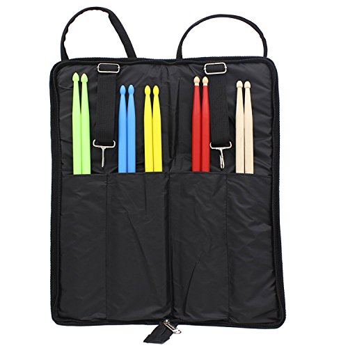 Buytra Drumstick Bag Case Drum Stick Holder Percusssion Drum Mallet Bag With External Pocket And Floor Tom Hooks, Black #TOP1
