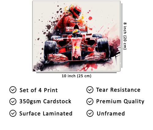 Formula Racing Poster Race Car Wall Decor F1 Car Racing Wall Art Prints Set Of 4 Unframed (8''X10'') Supercar Poster Car Man Cave Boys Room Wall Decor Posters For Boys Room Racing Grand Prix Posters #TOP1