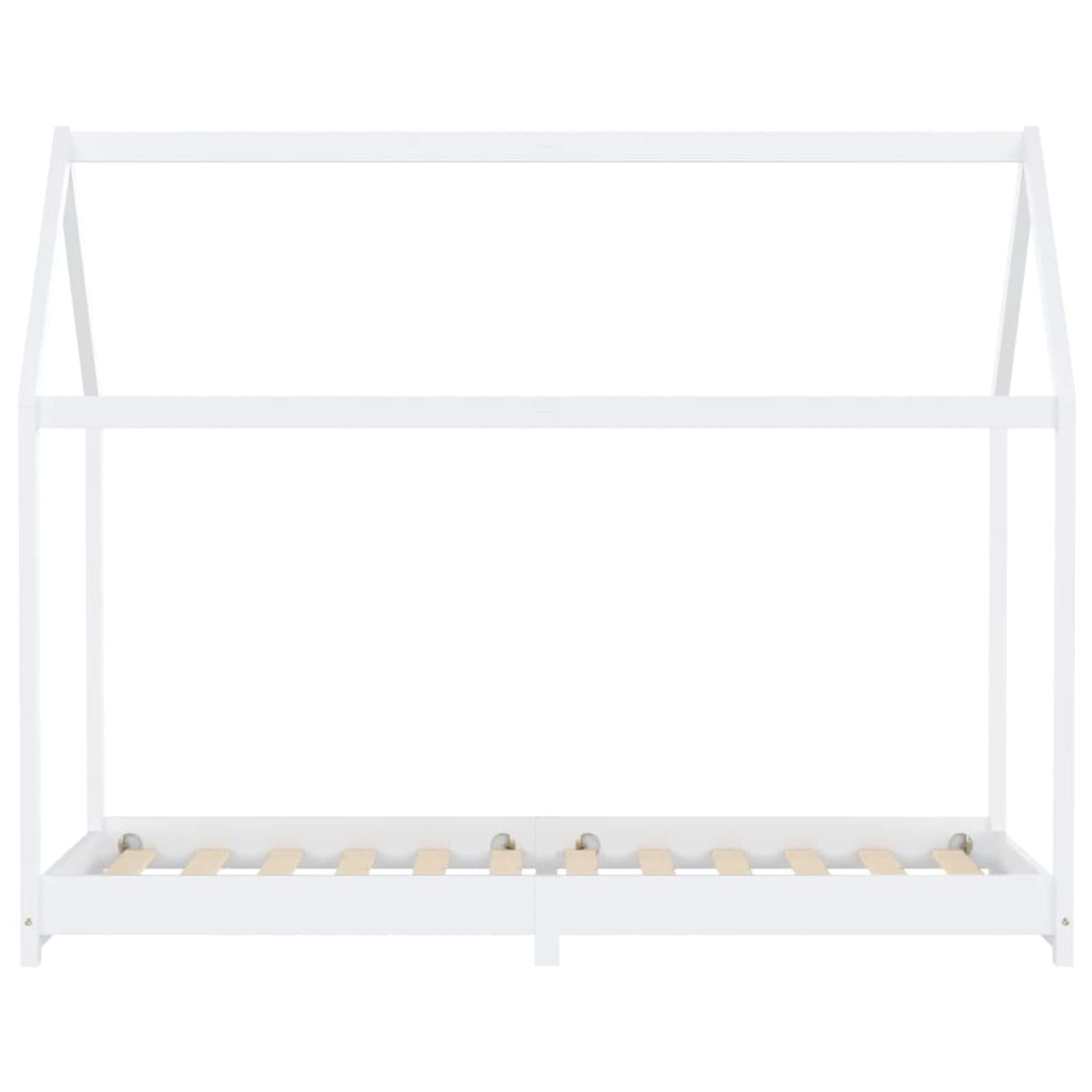 Lechnical Giroletto per Bambini Bianco in Massello di Pino 90x200 cm e,Lettino per Bambini e Bambine,Letto a Capanna,Casetta per Cameretta Bimbi