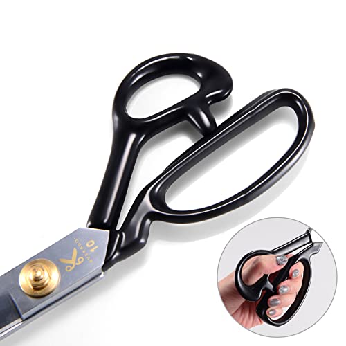 Left Handed Sewing Scissors 10 Inch Fabric Shears Professional Dressmaking Scissors, High Carbon Steel Heady Duty Scissors For Leather Sewing, Fabric Cutting, Threading Cutting, Artwork(White) #TOP4