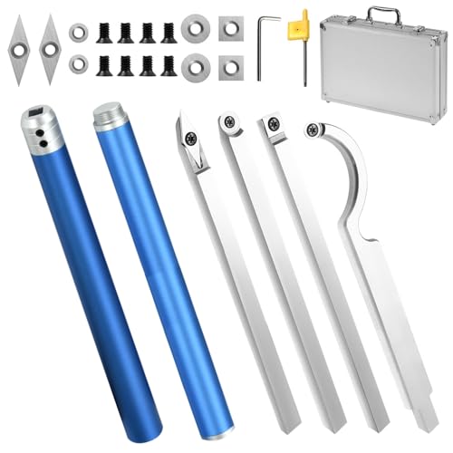 25 Pièces Gouges Tournage Bois, Outils Tournage Bois, Outil Sculpture Bois, Outils de Tour pour Bois Avec Poignée Antidérapante en Alliage D'aluminium et étui de...