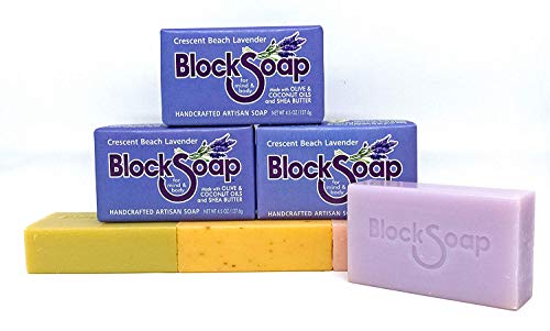 BLOCKSOAP FOR MIND & BODY Unscented Oatmeal Artisan Bar Soap 3-Pack with Sea Salt, Olive Oil, Coconut Oil, and Shea Butter (4.5oz) image 4