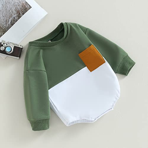Baby Boys Sweatshirts Rompers Outfits Clothes Sets Crew Neck Long Sleeve Onesie Infant Jumpsuits Fall Clothes Bodysuits (Green, 6-12 Months) #TOP1