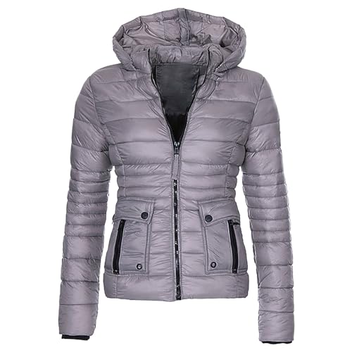 Hkdjaess Parka Legere Mujer Cintura Grande Cremallera Vintage Abrigos Parka Mangas Cortas Forro Invierno Abrigo Chaqueta Slim Fit Windbreaker Fleece Chaqueta Chaqueta Chaqueta, A1#Grey, XL
