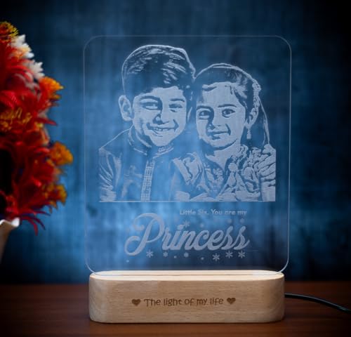 Image of ZOCI VOCI Rakshabandhan Gift for Sister, Cousin Or Sibling Acrylic Personalized Engraved LED Photo Lamp - | Unique Rakhi Gift for Brother (Princess Photo Lamp, Lamp Only)