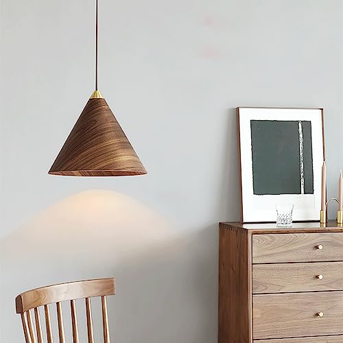 Luces colgantes de madera de nogal y lámparas de comedor con enchufe E27 para techo 4