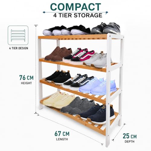 Image of 1ABOVE 4-Tier Shoe Storage Rack | Space-Saving Free-Standing Shoe Organizer | Durable Metal Frame with Open Shelves | Ideal for Entryway, Closet, Bedroom