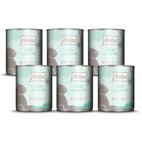 MjAMjAM - Comida húmeda premium para gatos - Kitten good pavo con aceite de salmón, pack de 6 (6x800g), sin cereales