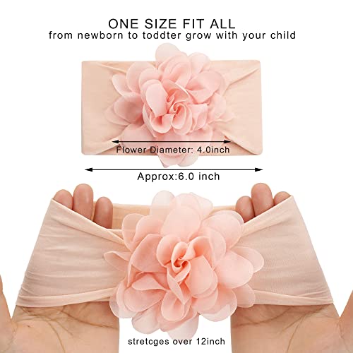 Ded 20 Pcs Baby Girls Nylon Headbands 4.5 Inch Big Chiffon Flower Soft Stretchy Hair Band Hair Accessories For Newborns Infants Toddlers #TOP1