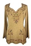 Agan Traders 720 B Women's Long Sleeve Embroidered Tunic Blouse (Medium, Camel C)