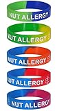 Max Petals NUT Allergy Silicone Wristbands - Blue, Orange, Green and Black Kid's Sizes (Child 5 Pack)
